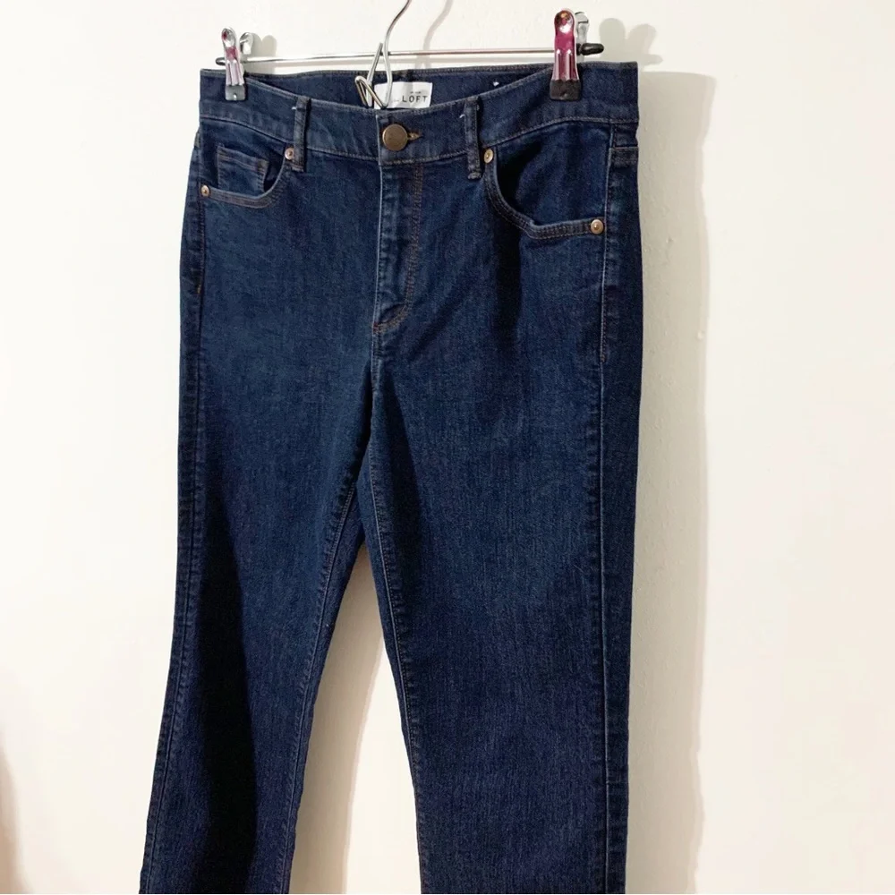 Ann Taylor LOFT Modern Straight Dark Wash Denim Jeans Five Pocket Styling 28/6